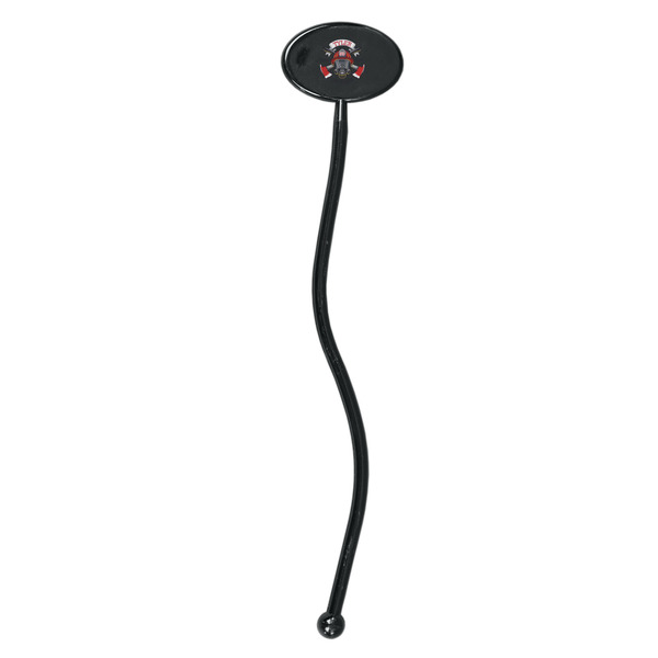 Firefighter Black Plastic 7" Stir Stick - Oval - Single Stick