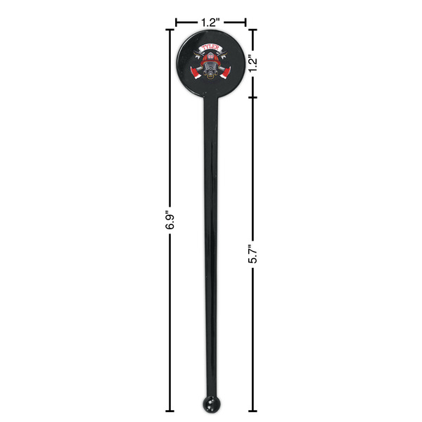 Firefighter Black Plastic 7" Stir Stick - Round - Dimensions