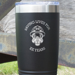 Firefighter 20 oz Stainless Steel Tumbler - Black - Single Sided (Personalized)