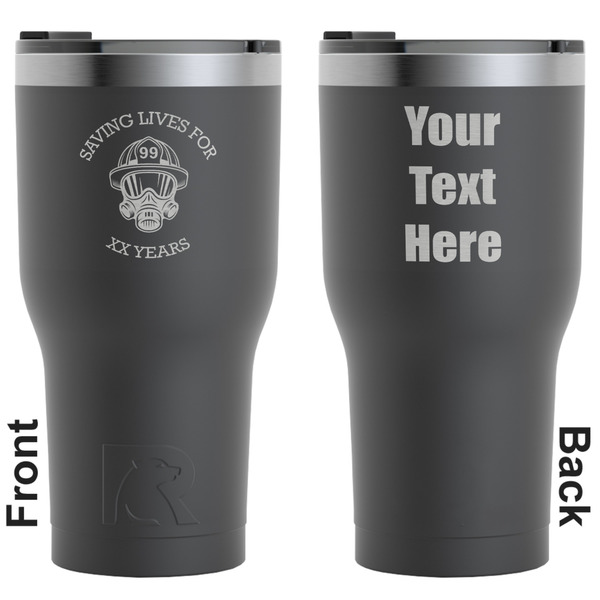 Custom Firefighter RTIC Tumbler - Black - Engraved Front & Back (Personalized)