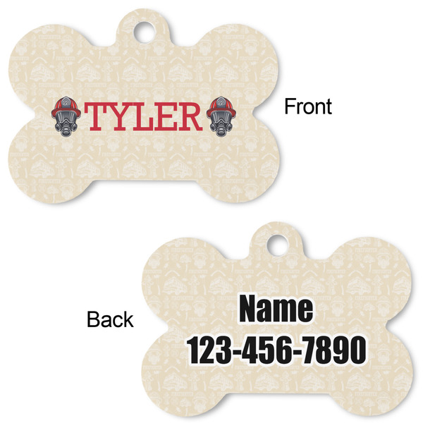 Firefighter Bone Shaped Dog ID Tag - Large - Approval