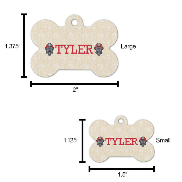 Firefighter Bone Shaped Dog ID Tag - Large - Scale