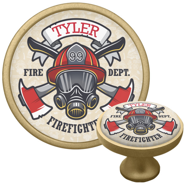 Custom Firefighter Cabinet Knob - Gold (Personalized)