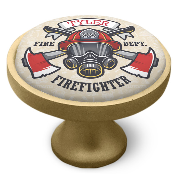 Firefighter Cabinet Knob - Gold - Side
