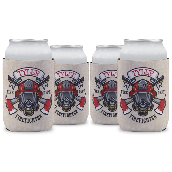 Custom Firefighter Can Cooler (12 oz) - Set of 4 w/ Name or Text