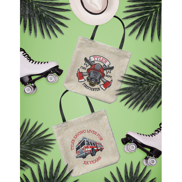 Firefighter Canvas Tote Lifestyle Front and Back- 13x13