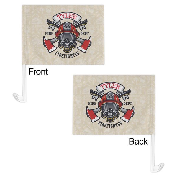 Firefighter Car Flag - 11" x 8" - Front & Back View