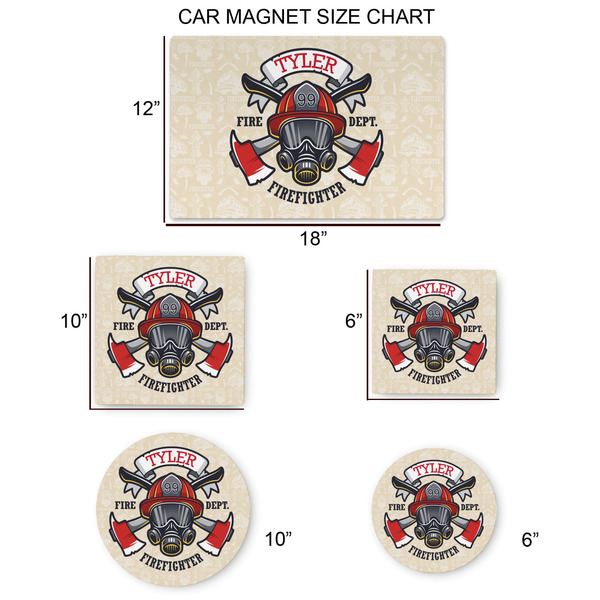 Firefighter Car Magnets - SIZE CHART
