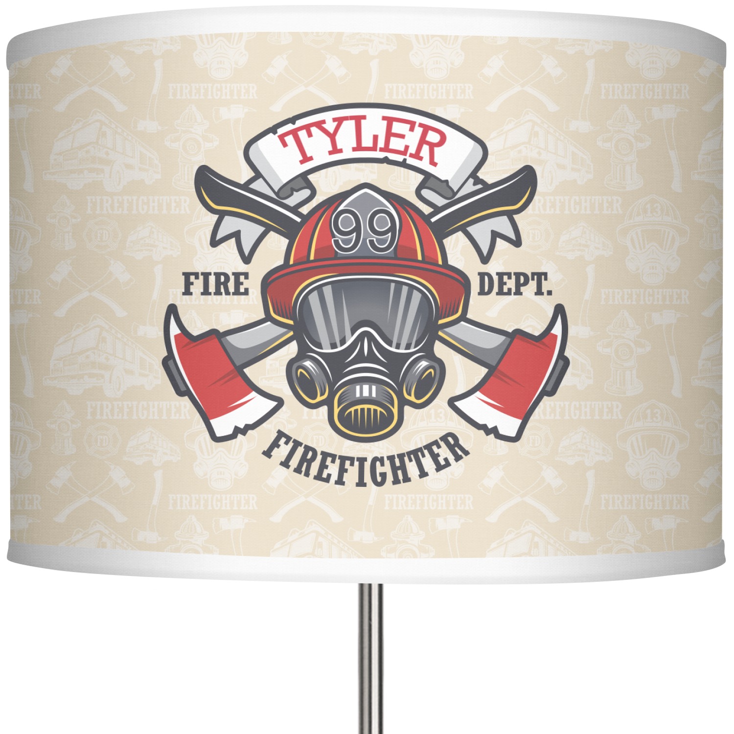 Firefighter 13" Drum Lamp Shade Polyester (Personalized) YouCustomizeIt