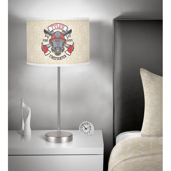 Firefighter Career 13 inch drum lamp shade - in room