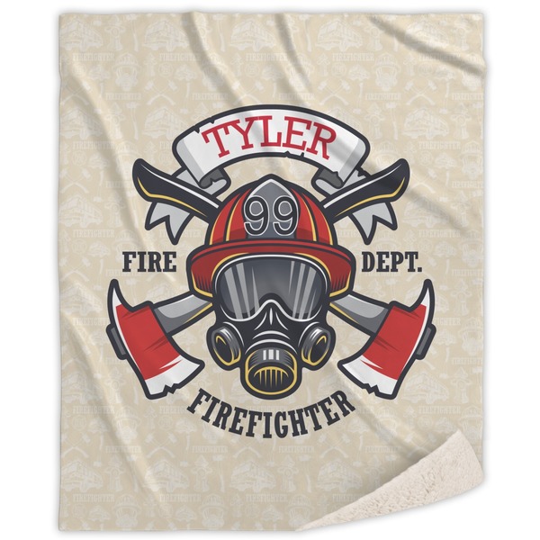 Custom Firefighter Sherpa Throw Blanket - 50"x60" (Personalized)