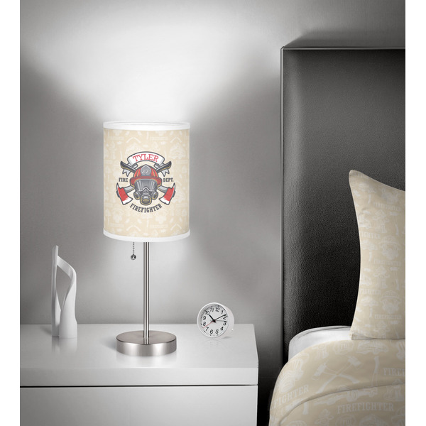 Firefighter Career 7 inch drum lamp shade - in room
