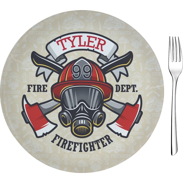 Custom Firefighter 8" Glass Appetizer / Dessert Plates - Single or Set (Personalized)