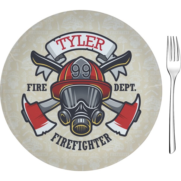 Custom Firefighter Glass Appetizer / Dessert Plate 8" (Personalized)