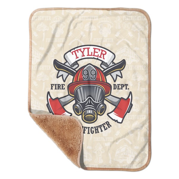 Custom Firefighter Sherpa Baby Blanket - 30" x 40" w/ Name or Text