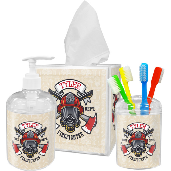 Custom Firefighter Acrylic Bathroom Accessories Set w/ Name or Text