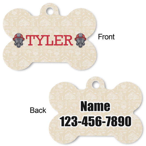 Firefighter Career Bone Shaped Dog Tag - Front & Back