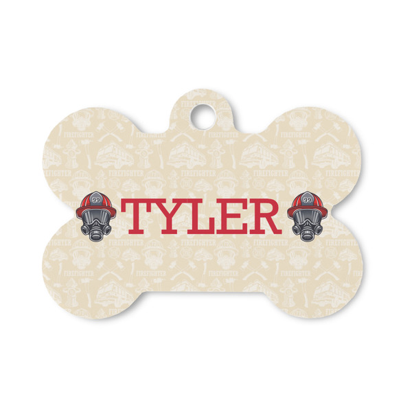 Custom Firefighter Bone Shaped Dog ID Tag - Small (Personalized)