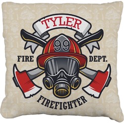 Firefighter Faux-Linen Throw Pillow 16" (Personalized)
