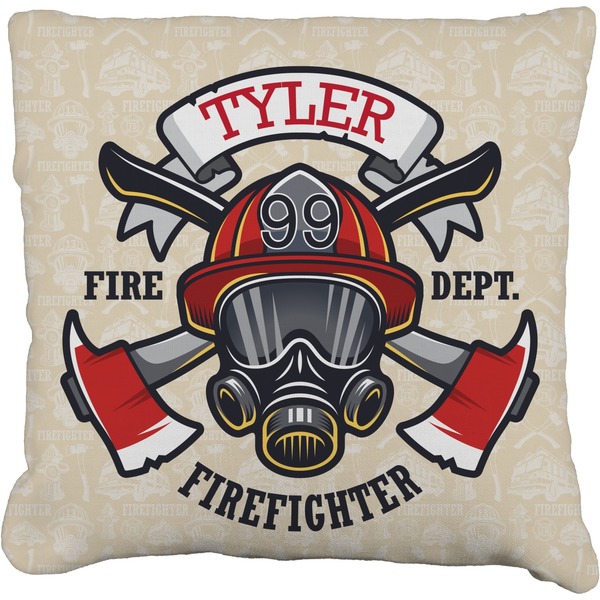 Custom Firefighter Faux-Linen Throw Pillow 16" (Personalized)