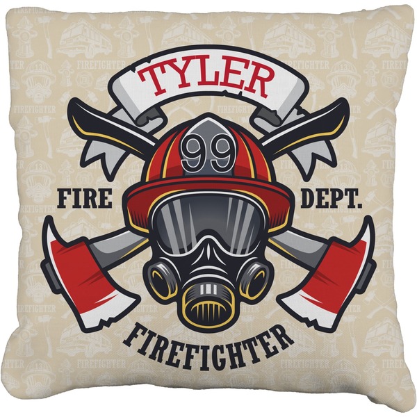 Custom Firefighter Faux-Linen Throw Pillow 18" (Personalized)