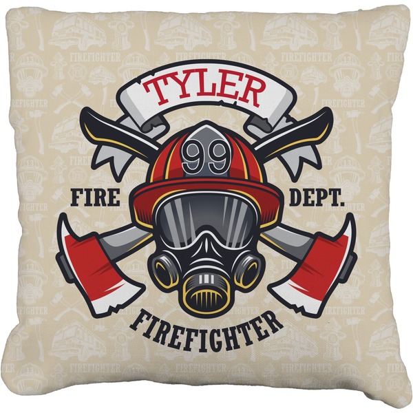 Custom Firefighter Faux-Linen Throw Pillow 20" (Personalized)