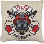 Firefighter Faux-Linen Throw Pillow (Personalized)