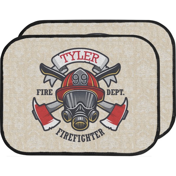 Custom Firefighter Car Floor Mats (Back Seat) (Personalized)