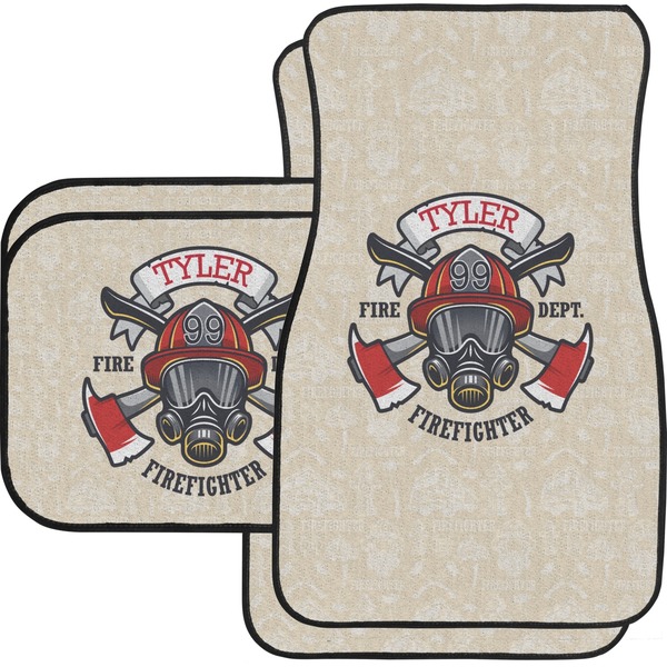 Custom Firefighter Car Floor Mats Set - 2 Front & 2 Back (Personalized)