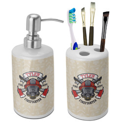 Firefighter Ceramic Bathroom Accessories Set (Personalized)
