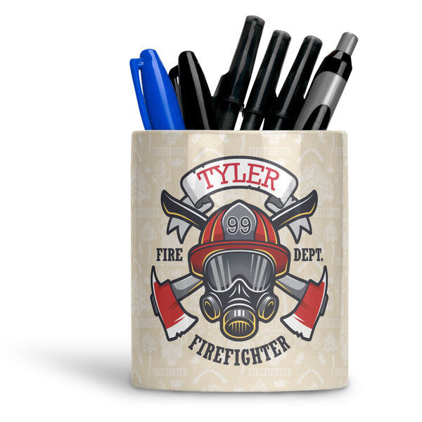 Custom Firefighter Ceramic Pen Holder