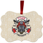 Firefighter Metal Frame Ornament - Double Sided w/ Name or Text