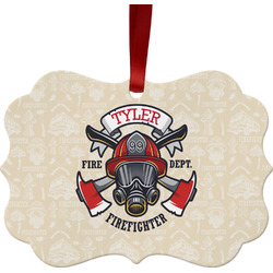 Firefighter Metal Frame Ornament - Double Sided w/ Name or Text