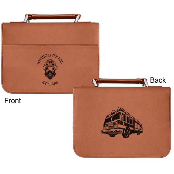 Firefighter Career Cognac Leatherette Bible Covers - Small Double Sided Apvl