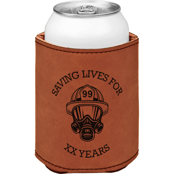 Custom Firefighter Leatherette Can Sleeve - Double Sided (Personalized)