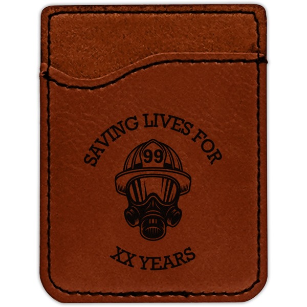 Firefighter Career Cognac Leatherette Phone Wallet close up