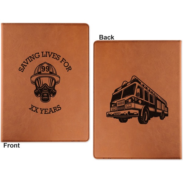Firefighter Career Cognac Leatherette Portfolios with Notepad - Small - Double Sided- Apvl
