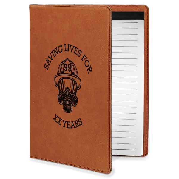 Custom Firefighter Leatherette Portfolio with Notepad - Small - Single Sided (Personalized)