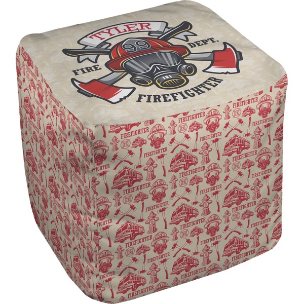 Custom Firefighter Cube Pouf Ottoman (Personalized)