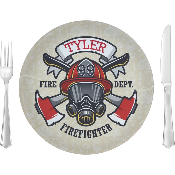 Custom Firefighter 10" Glass Lunch / Dinner Plates - Single or Set (Personalized)