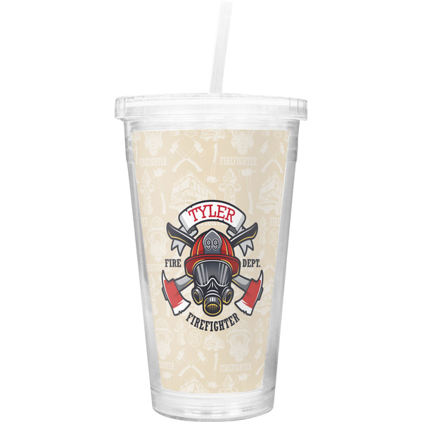 Custom Firefighter Double Wall Tumbler with Straw (Personalized)