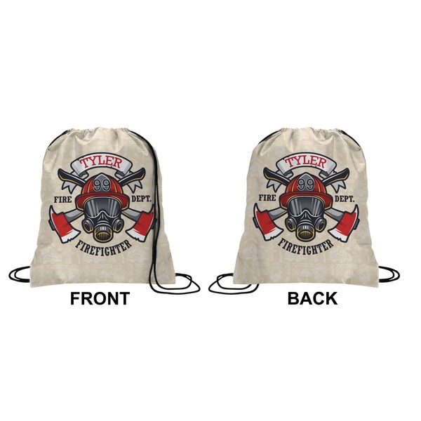 Firefighter Career Drawstring Backpack Front & Back Medium