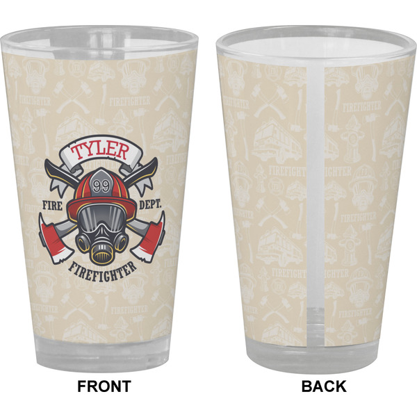 Firefighter Pint Glass - Full Color - Front & Back Views