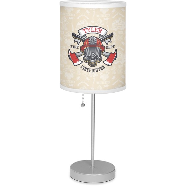 Custom Firefighter 7" Drum Lamp with Shade Linen (Personalized)