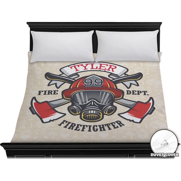 Custom Firefighter Duvet Cover - King (Personalized)