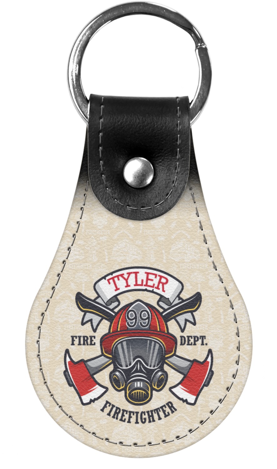 Firefighter Genuine Leather Keychain (Personalized) YouCustomizeIt