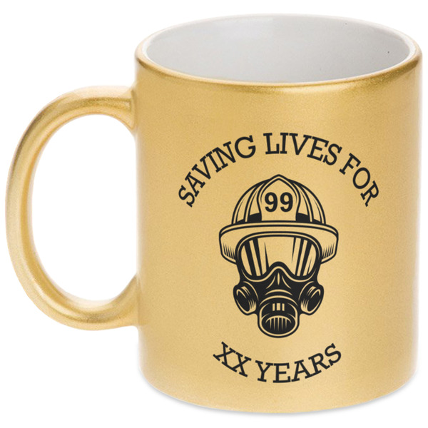 Custom Firefighter Metallic Gold Mug (Personalized)