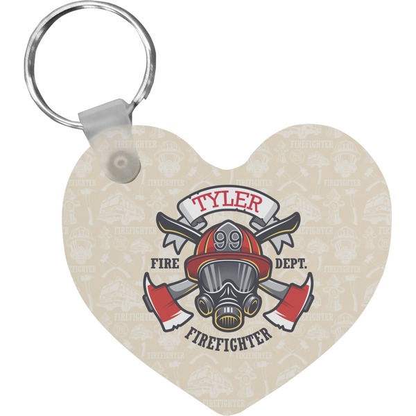 Custom Firefighter Heart Plastic Keychain w/ Name or Text
