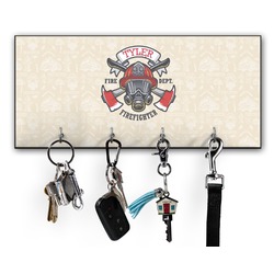 Firefighter Key Hanger w/ 4 Hooks w/ Graphics and Text