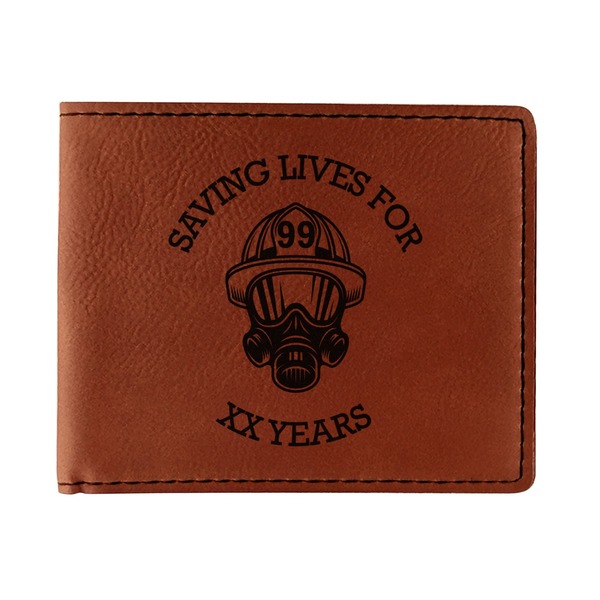 Custom Firefighter Leatherette Bifold Wallet - Single Sided (Personalized)